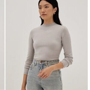 LOVE BONITO Knit High Neck Scallop Top NWT